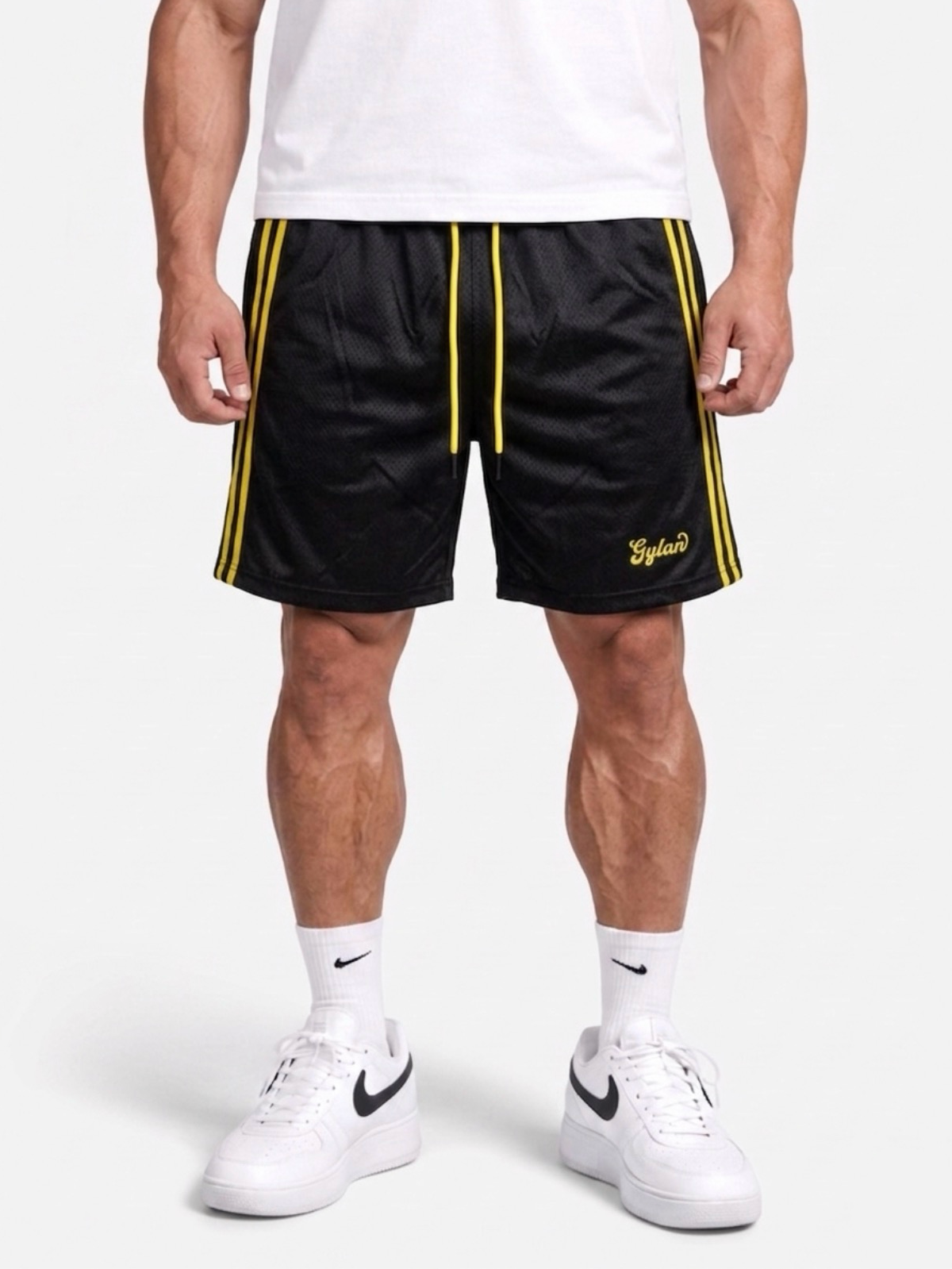 Dual Stripe Shorts – Black / Yellow