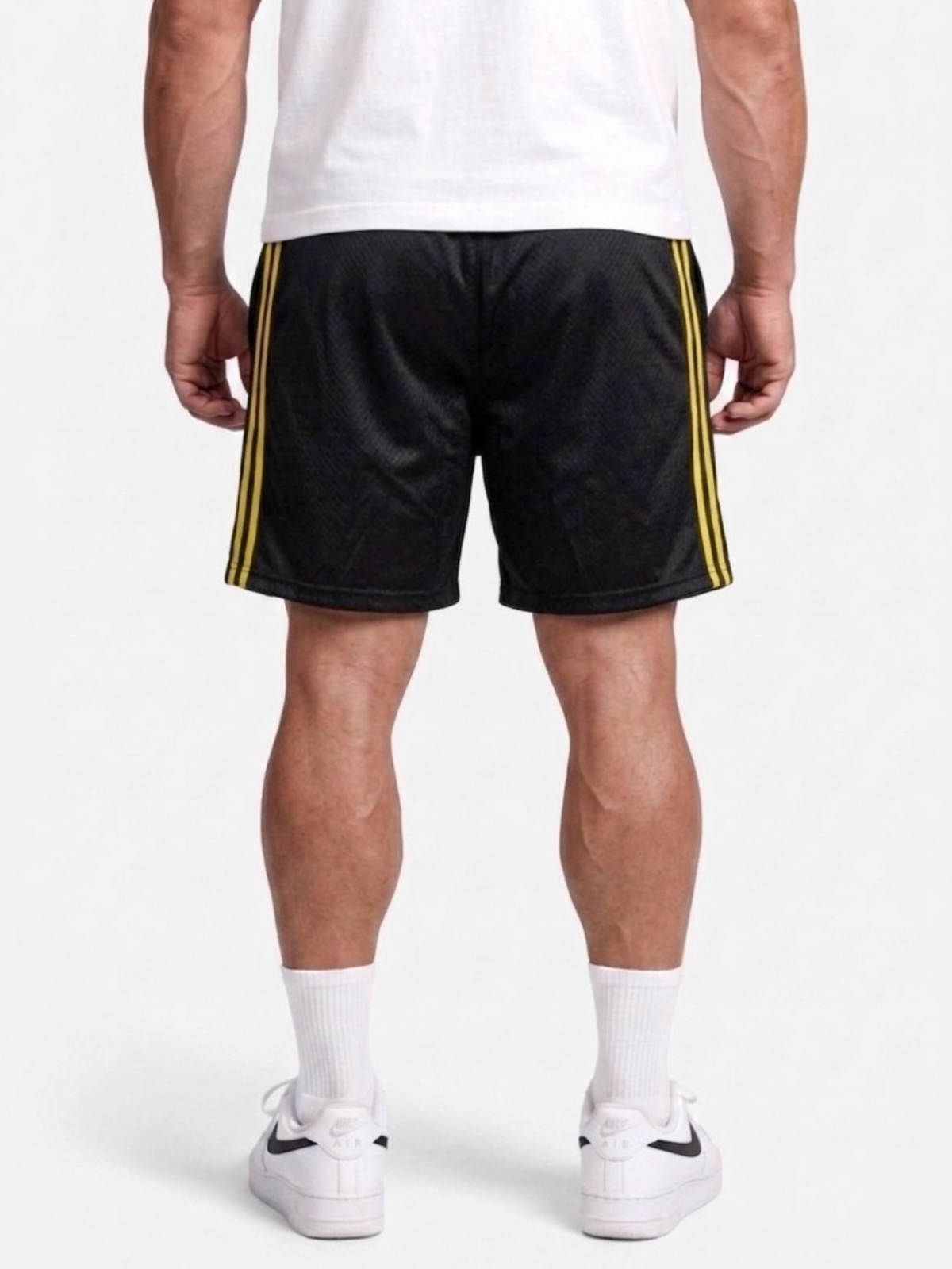 Dual Stripe Shorts – Black / Yellow