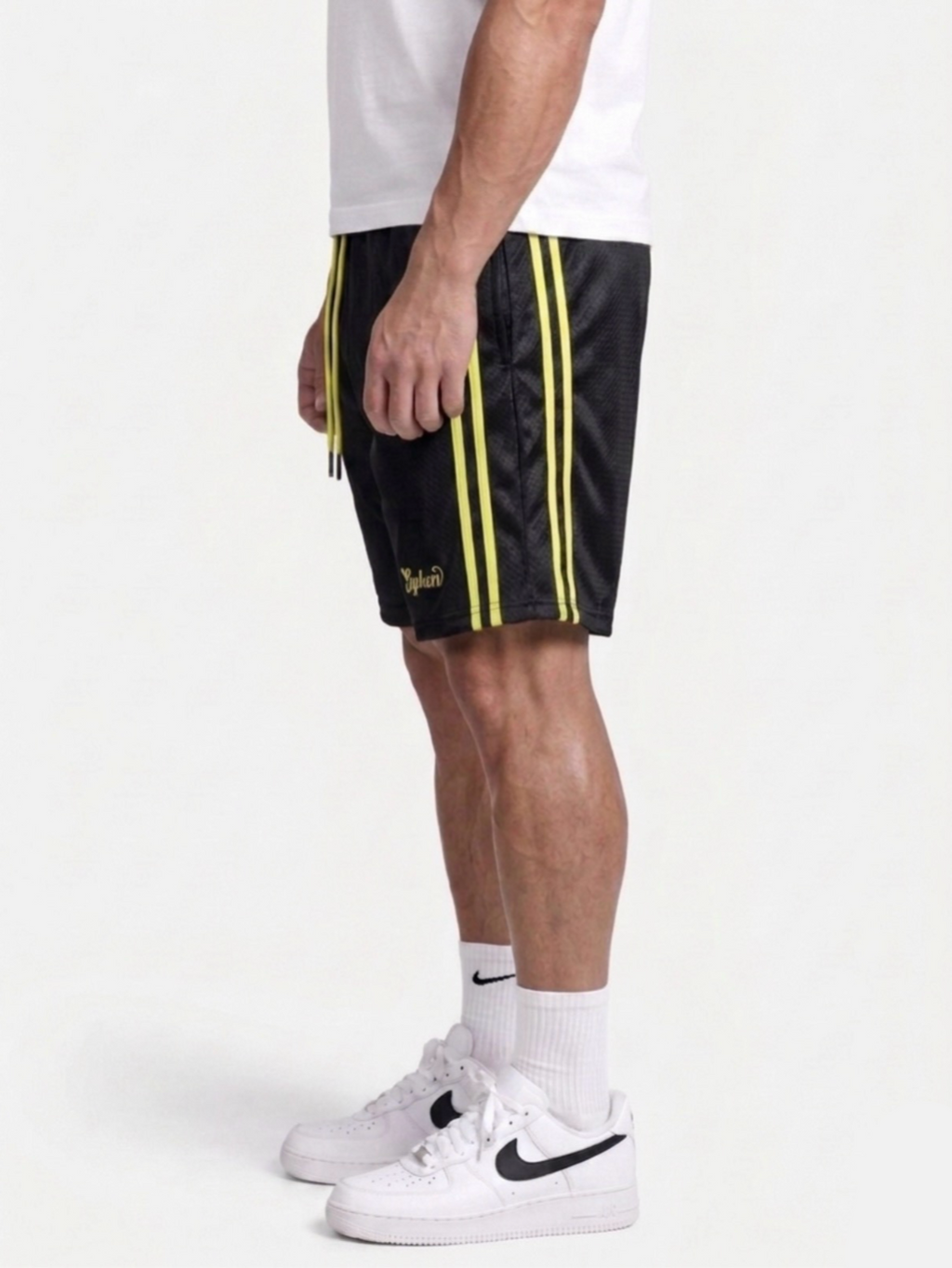 Dual Stripe Shorts – Black / Yellow