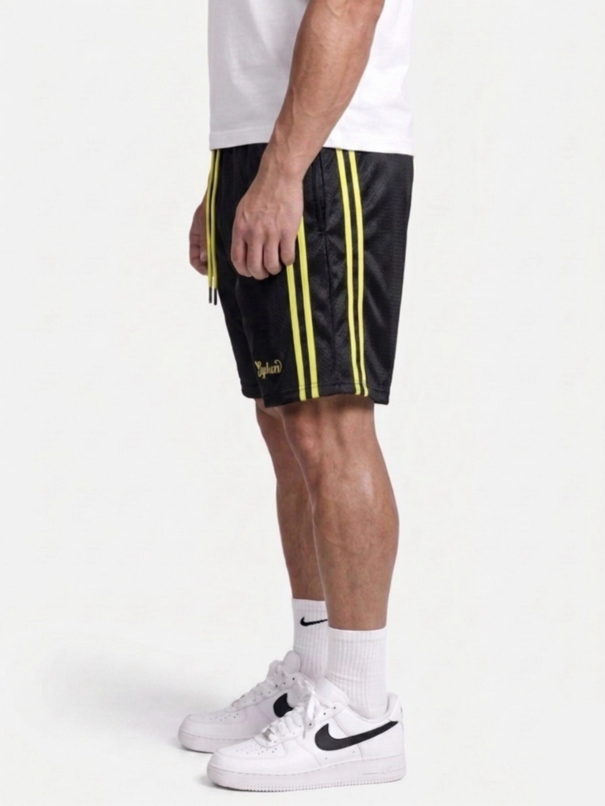 Dual Stripe Shorts – Black / Yellow